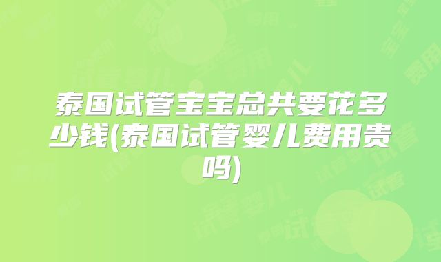 泰国试管宝宝总共要花多少钱(泰国试管婴儿费用贵吗)