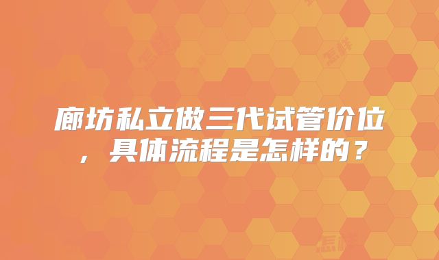 廊坊私立做三代试管价位,具体流程是怎样的?