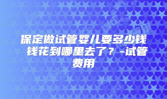 保定做试管婴儿要多少钱 钱花到哪里去了？-试管费用