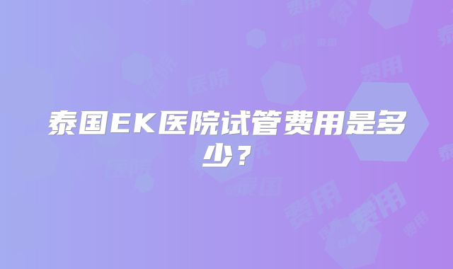 泰国EK医院试管费用是多少?