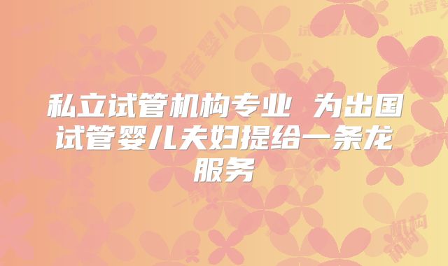 私立试管机构专业 为出国试管婴儿夫妇提给一条龙服务