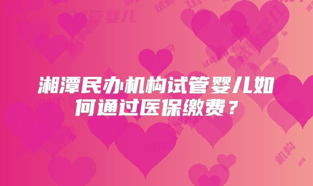 湘潭民办机构试管婴儿如何通过医保缴费？