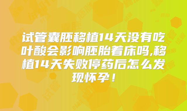 试管囊胚移植14天没有吃叶酸会影响胚胎着床吗,移植14天失败停药后怎么发现怀孕！