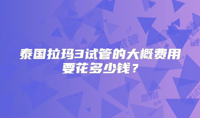 泰国拉玛3试管的大概费用要花多少钱？