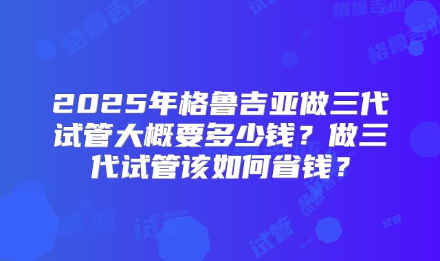 2025年格鲁吉亚做三代试管大概要多少钱？做三代试管该如何省钱？