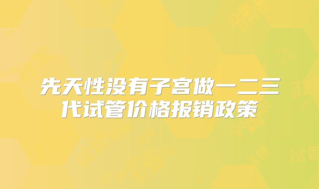 先天性没有子宫做一二三代试管价格报销政策