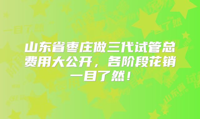 山东省枣庄做三代试管总费用大公开，各阶段花销一目了然！