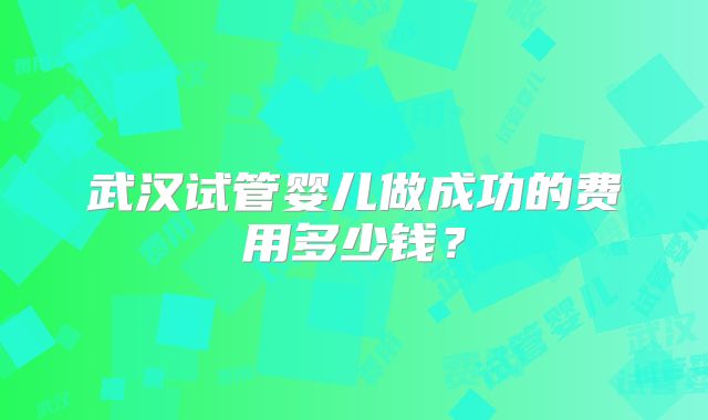 武汉试管婴儿做成功的费用多少钱？