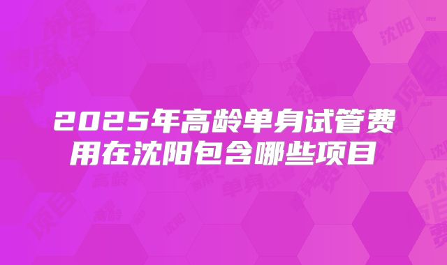 2025年高龄单身试管费用在沈阳包含哪些项目