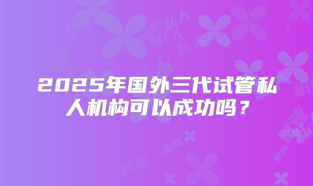 2025年国外三代试管私人机构可以成功吗?