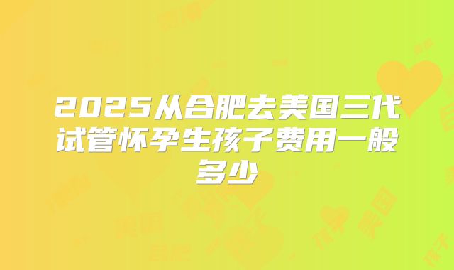 2025从合肥去美国三代试管怀孕生孩子费用一般多少