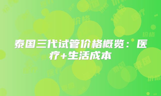 泰国三代试管价格概览：医疗+生活成本