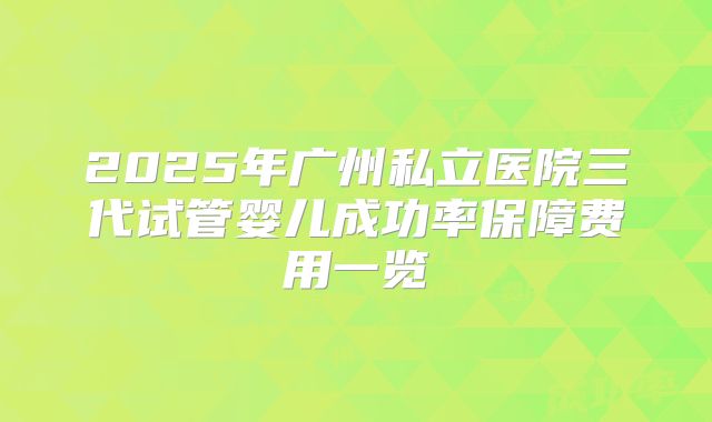2025年广州私立医院三代试管婴儿成功率保障费用一览