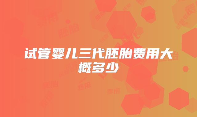 试管婴儿三代胚胎费用大概多少