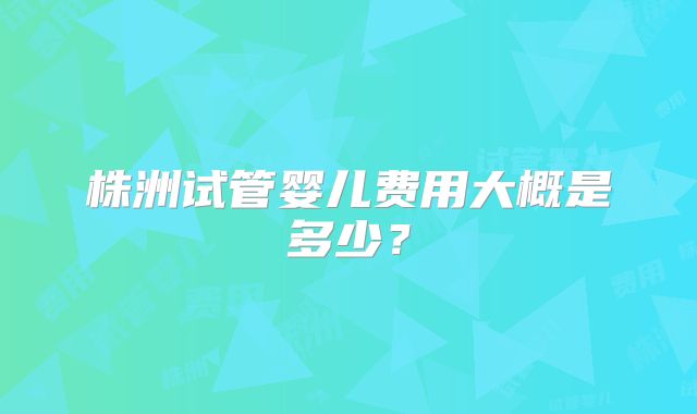 株洲试管婴儿费用大概是多少？