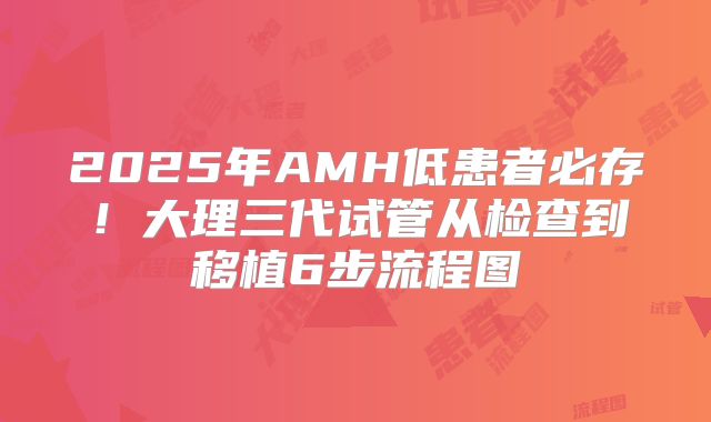 2025年AMH低患者必存!大理三代试管从检查到移植6步流程图