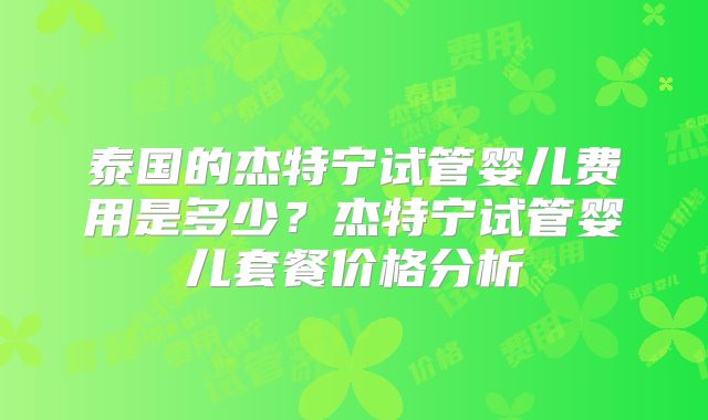 泰国的杰特宁试管婴儿费用是多少？杰特宁试管婴儿套餐价格分析