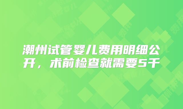 潮州试管婴儿费用明细公开，术前检查就需要5千