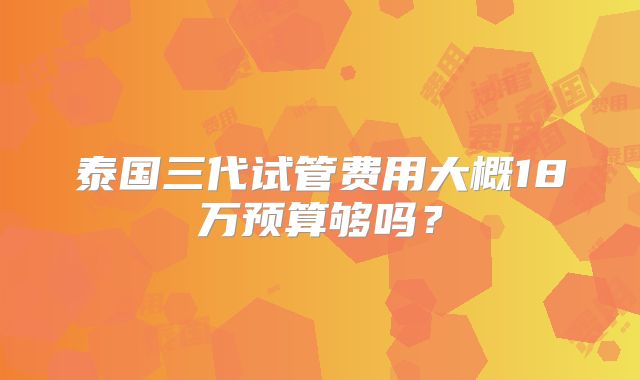 泰国三代试管费用大概18万预算够吗？