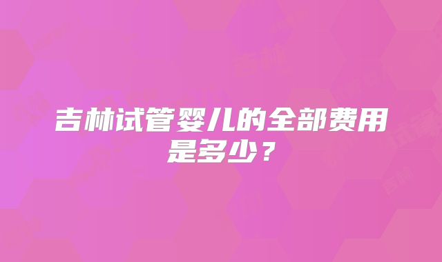 吉林试管婴儿的全部费用是多少?