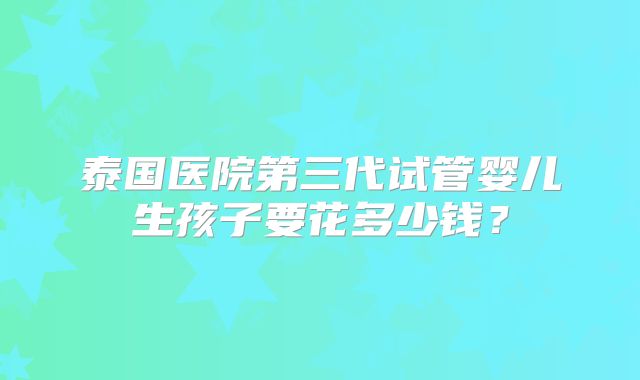 泰国医院第三代试管婴儿生孩子要花多少钱？