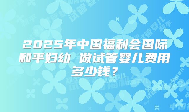 2025年中国福利会国际和平妇幼 做试管婴儿费用多少钱?