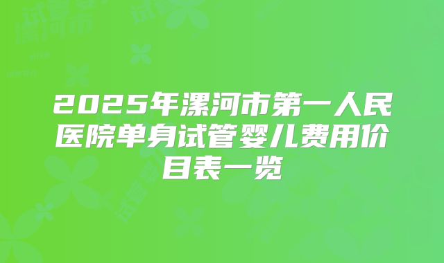 2025年漯河市第一人民医院单身试管婴儿费用价目表一览