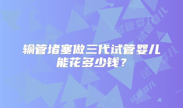 输管堵塞做三代试管婴儿能花多少钱？