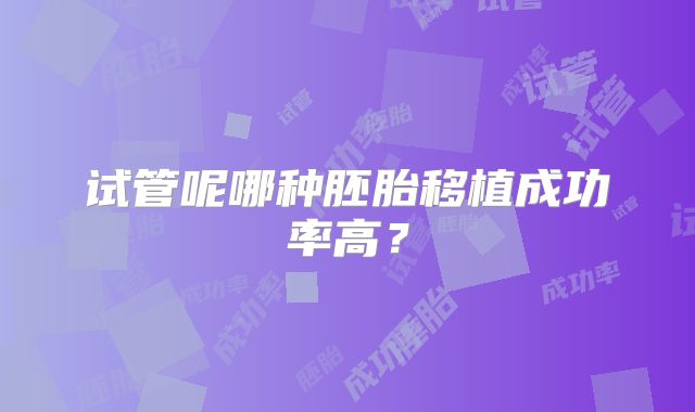 试管呢哪种胚胎移植成功率高?