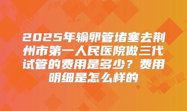 2025年输卵管堵塞去荆州市第一人民医院做三代试管的费用是多少？费用明细是怎么样的