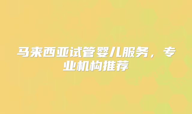马来西亚试管婴儿服务，专业机构推荐