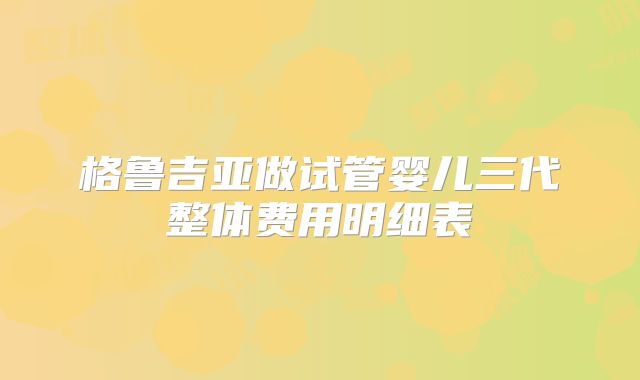 格鲁吉亚做试管婴儿三代整体费用明细表