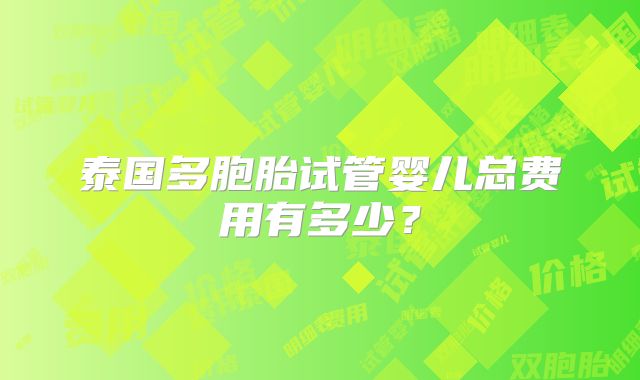 泰国多胞胎试管婴儿总费用有多少?