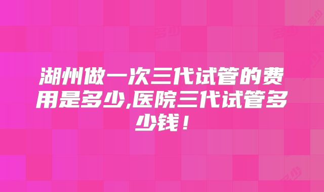 湖州做一次三代试管的费用是多少,医院三代试管多少钱！