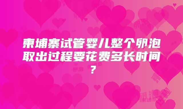 柬埔寨试管婴儿整个卵泡取出过程要花费多长时间？