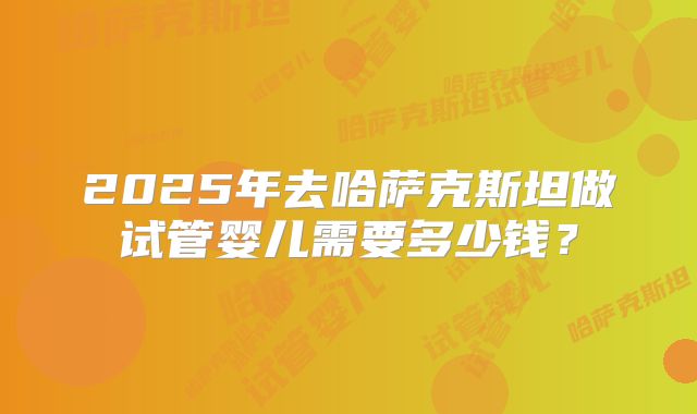 2025年去哈萨克斯坦做试管婴儿需要多少钱？