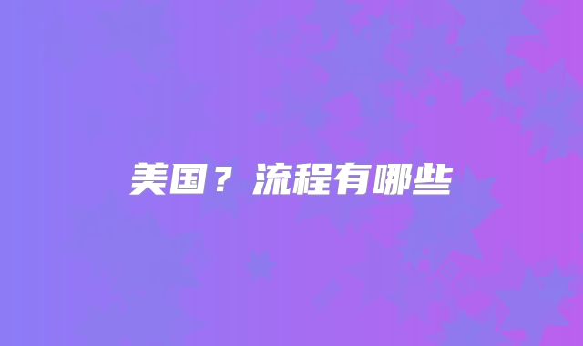 美国？流程有哪些