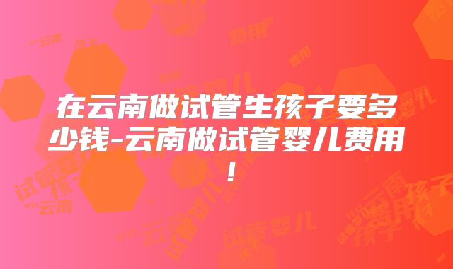 在云南做试管生孩子要多少钱-云南做试管婴儿费用！