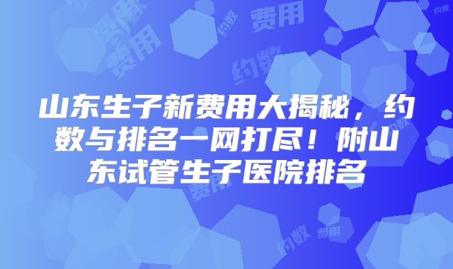 山东生子新费用大揭秘，约数与排名一网打尽！附山东试管生子医院排名