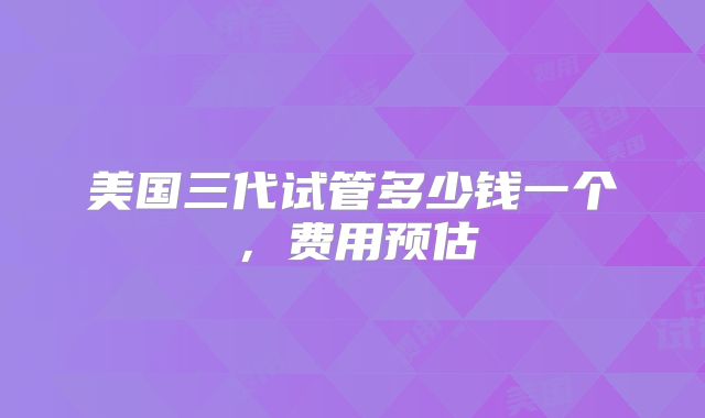 美国三代试管多少钱一个，费用预估
