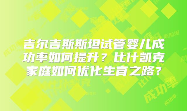 吉尔吉斯斯坦试管婴儿成功率如何提升？比什凯克家庭如何优化生育之路？
