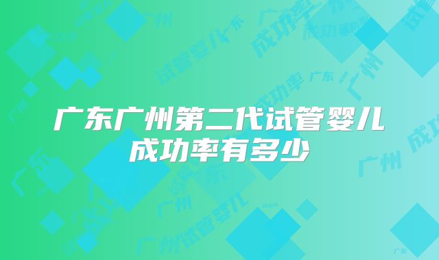 广东广州第二代试管婴儿成功率有多少