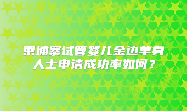 柬埔寨试管婴儿金边单身人士申请成功率如何？