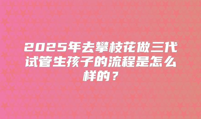 2025年去攀枝花做三代试管生孩子的流程是怎么样的？