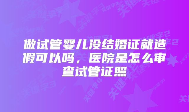 做试管婴儿没结婚证就造假可以吗，医院是怎么审查试管证照