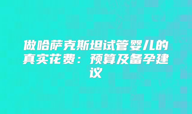 做哈萨克斯坦试管婴儿的真实花费：预算及备孕建议