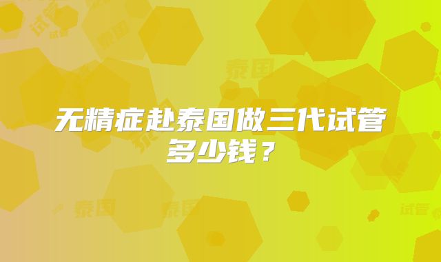 无精症赴泰国做三代试管多少钱?