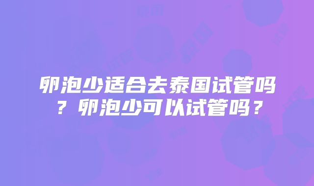 卵泡少适合去泰国试管吗？卵泡少可以试管吗？