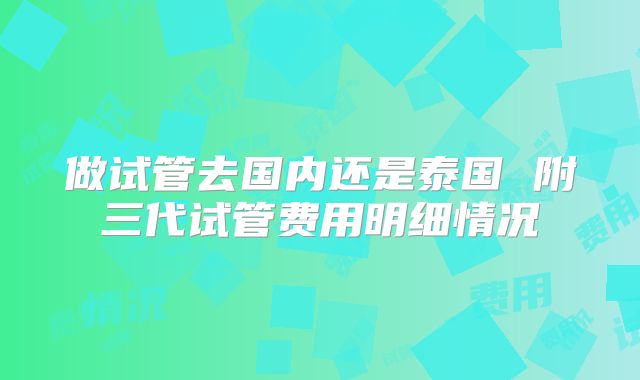 做试管去国内还是泰国 附三代试管费用明细情况