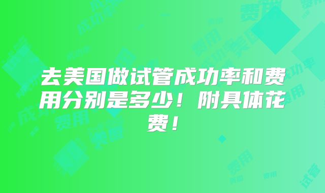 去美国做试管成功率和费用分别是多少!附具体花费!